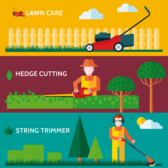 General landscaping services for the garden illustration